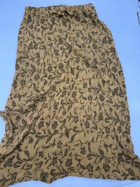 Boho cottagecore Natural Reflections Floral Maxi Skirt in olive and dark green